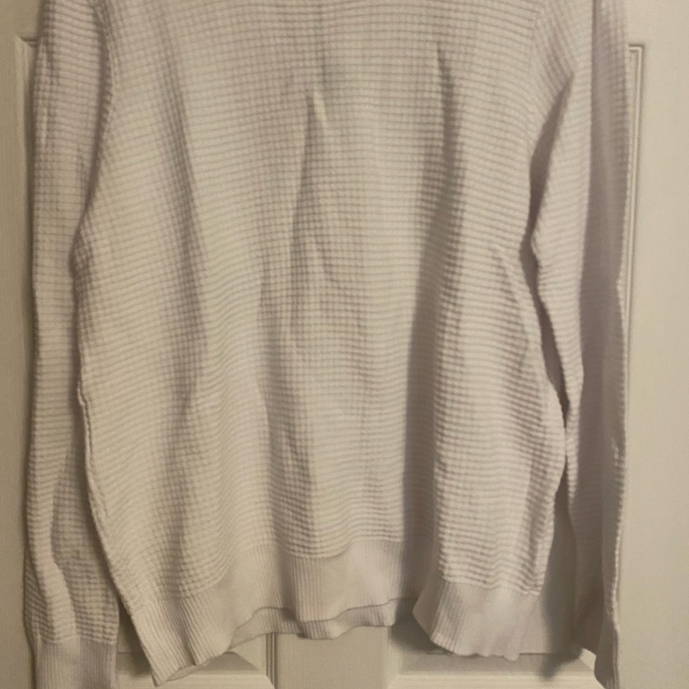 White waffle knit crewneck sweater